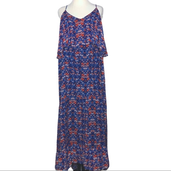 NWOT Sanctuary Sandrine Red Blue Floral Midi Dress - Picture 3 of 5
